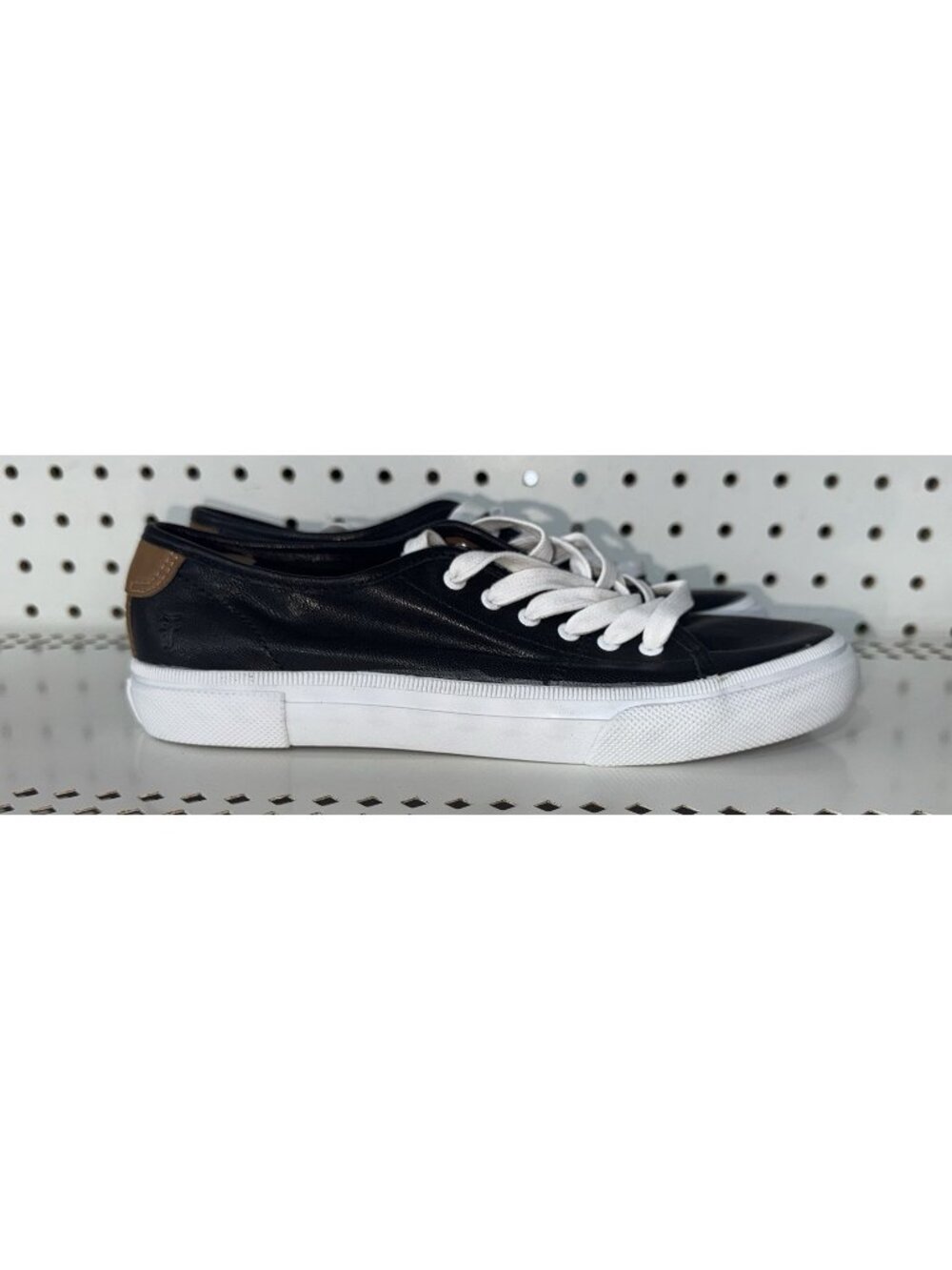 Frye Black Leather Low-Top Sneakers with White Soles